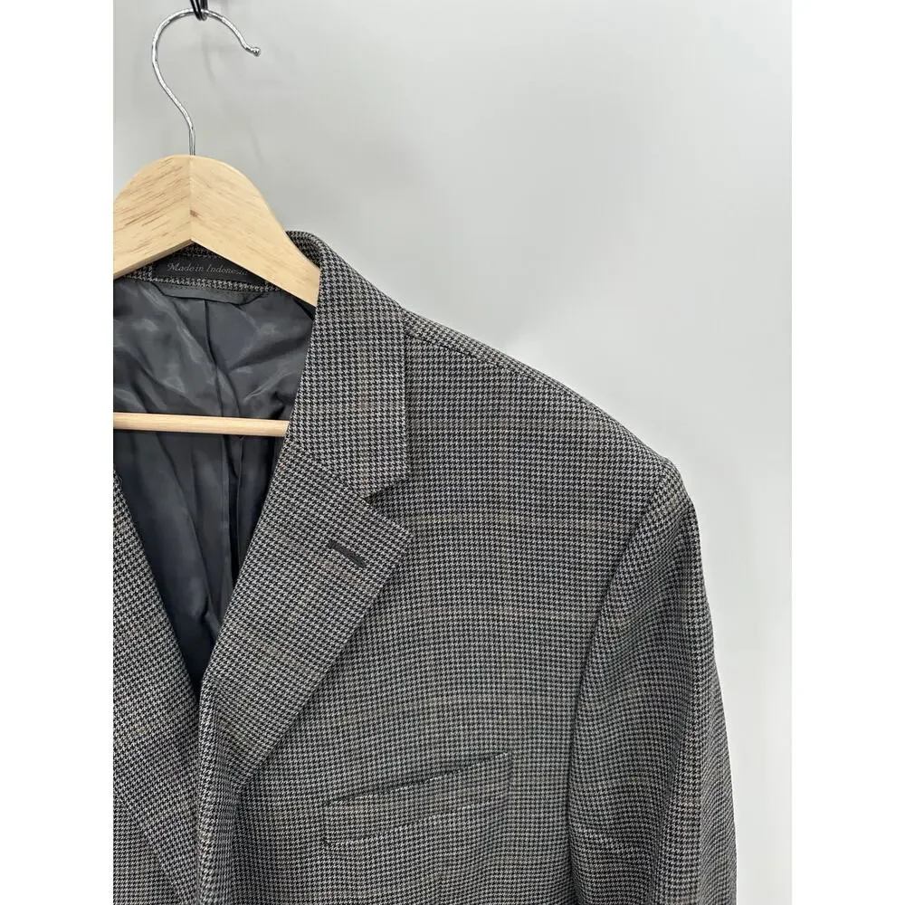 Lauren Ralph Lauren Suit Jacket Men 46R Grey Black‎ 100% Wool Two Button Notch